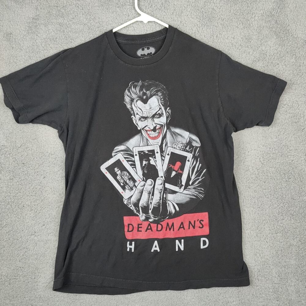 The Joker Shirt Black Men's Medium Deadman's Hand Batman Short Sleeve DC Comics